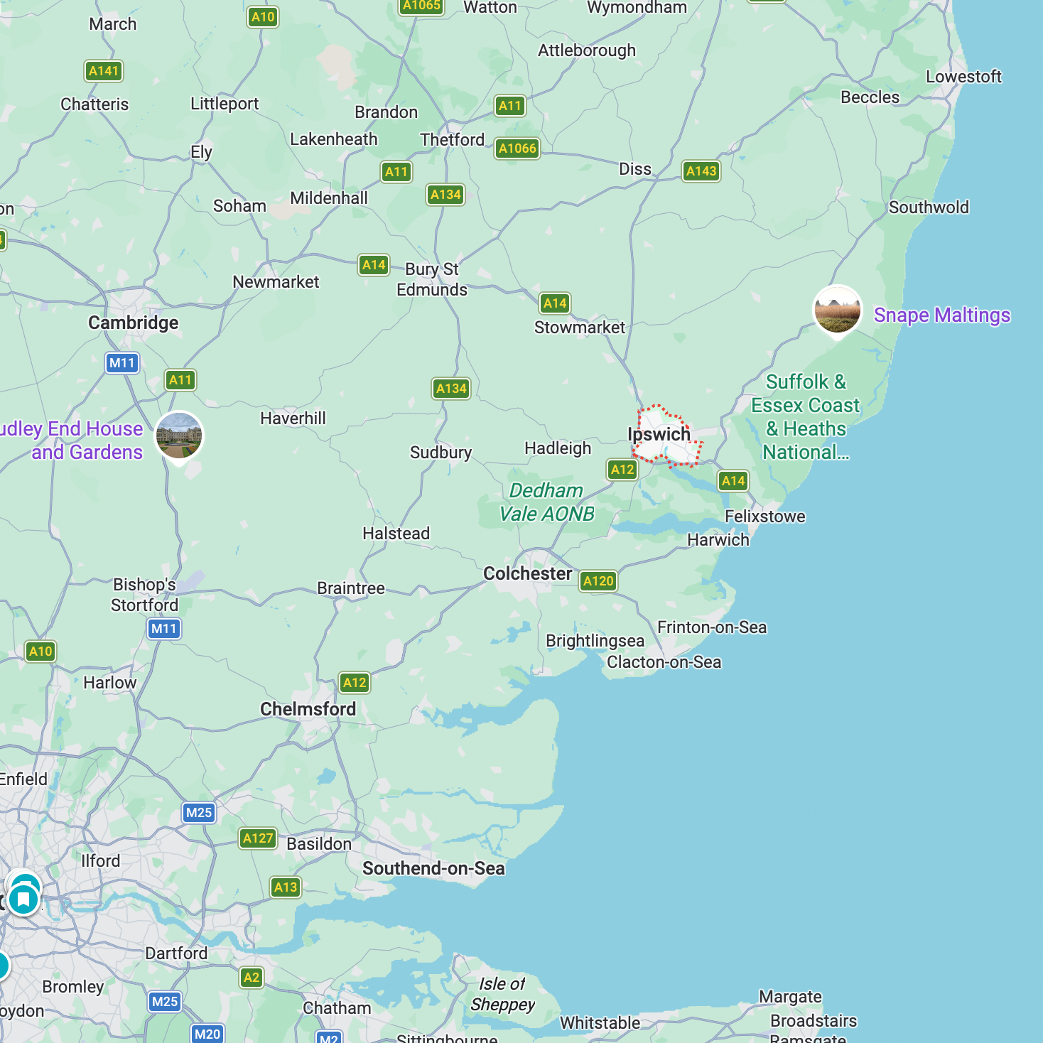 Map showing ClearEaze service area within 40 miles of Ipswich